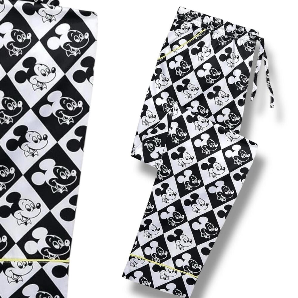 DISNEY Pajama Pants Womens XS Mickey Mouse‎ Satin Diamond Logo